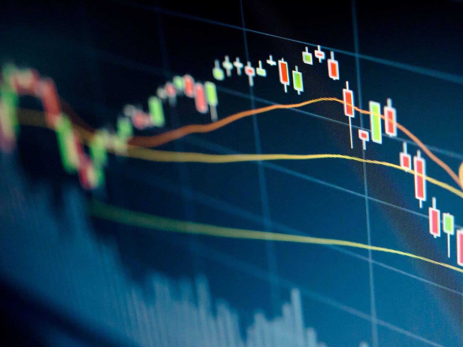 stock market chart on led screen